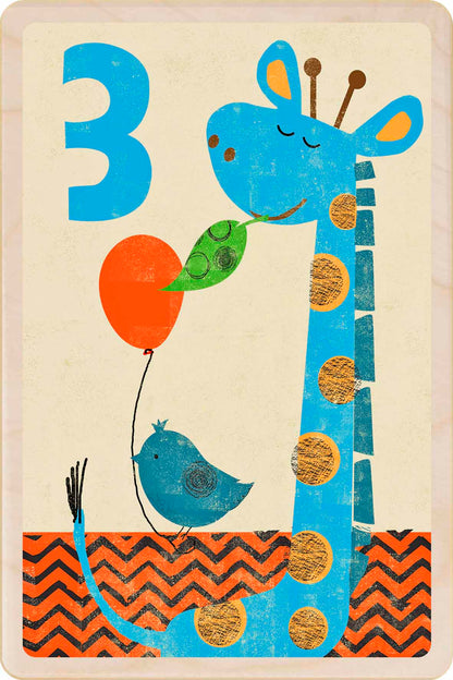 Sustainable children’s birthday postcard – printed on wood, handmade in Suffolk