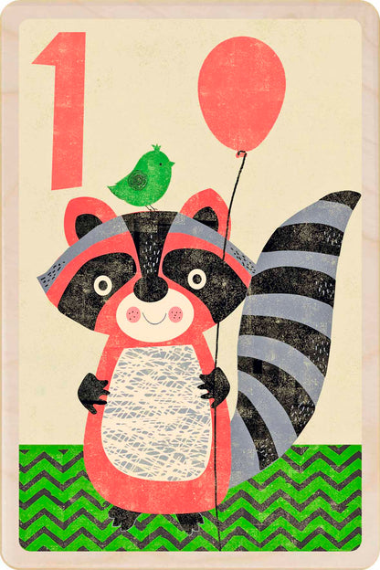Sustainable children’s birthday postcard – printed on wood, handmade in Suffolk