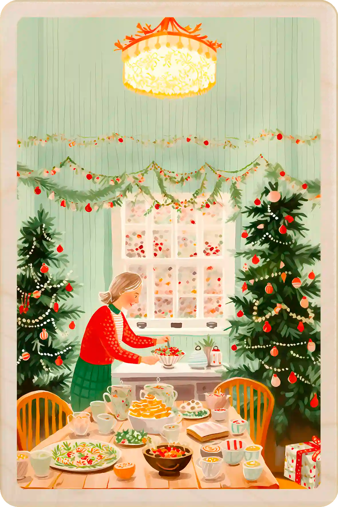 Christmas Traditions, Christmas wooden postcard. A beautiful card to send, tuck into a stocking, and keep and display. The Wooden Postcard Company