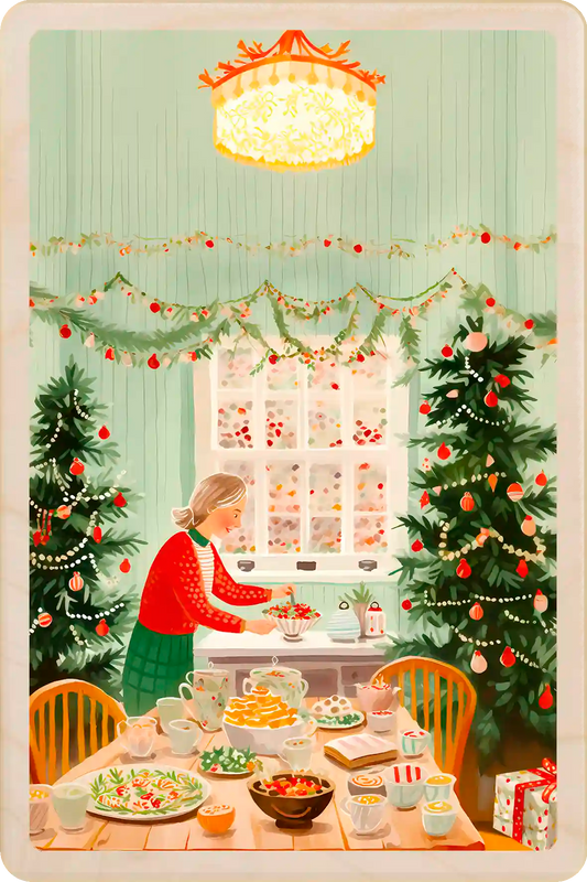 Christmas Traditions, Christmas wooden postcard. A beautiful card to send, tuck into a stocking, and keep and display. The Wooden Postcard Company