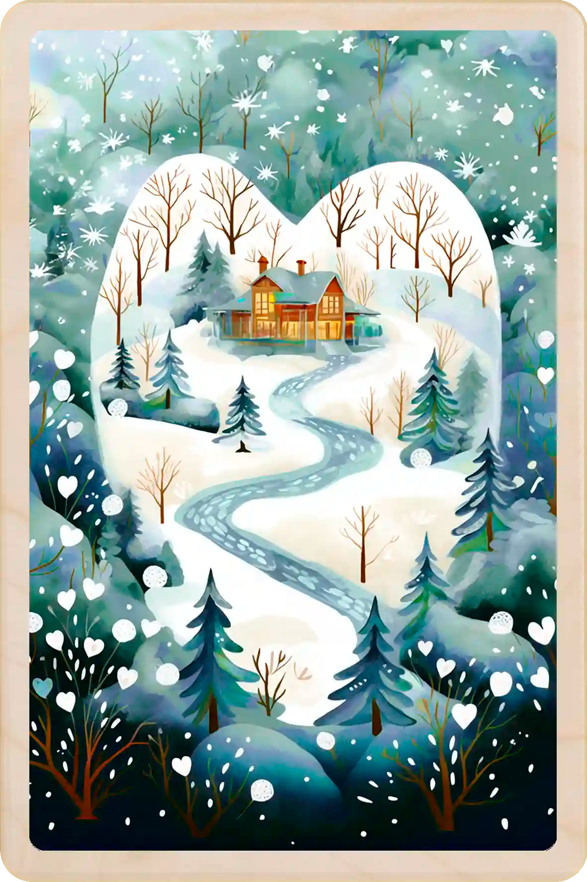 Home for Christmas, Christmas wooden postcard. A beautiful card to send, tuck into a stocking, and keep and display. The Wooden Postcard Company