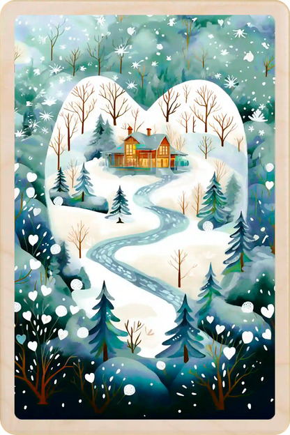 Home for Christmas, Christmas wooden postcard. A beautiful card to send, tuck into a stocking, and keep and display. The Wooden Postcard Company