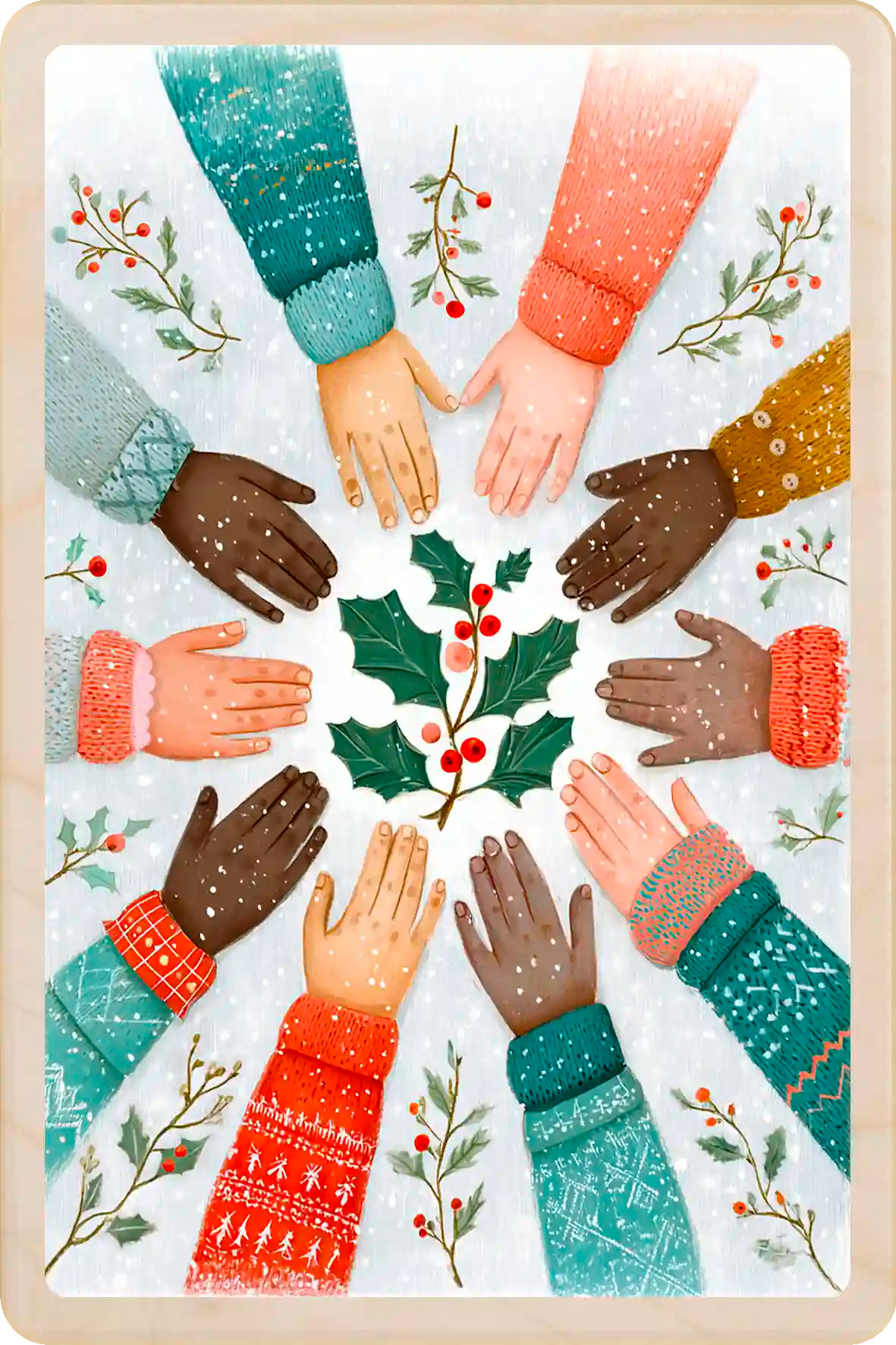 Peace on Earth, Christmas wooden postcard. A beautiful card to send, tuck into a stocking, and keep and display. The Wooden Postcard Company
