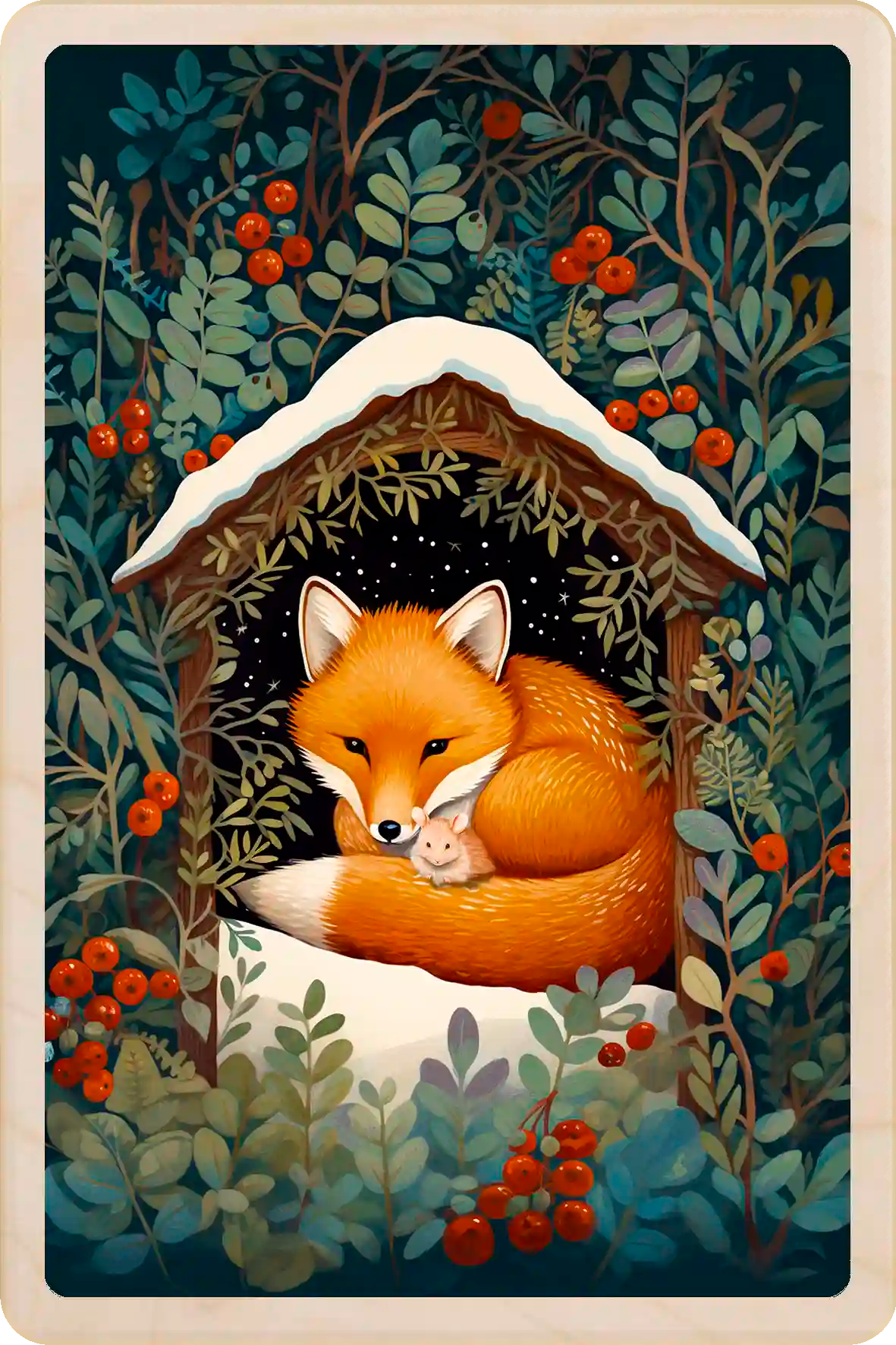 Silent Night, Christmas wooden postcard. A beautiful card to send, tuck into a stocking, and keep and display. The Wooden Postcard Company