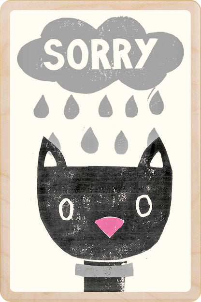 Sorry - Wooden Postcard to send love, support, or thoughtful wishes. Made in Suffolk from sustainable wood since 2012.