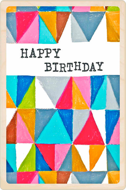 Birthday Card, design by Sarah Kelleher, printed on sustainable wood by The Wooden Postcard Company