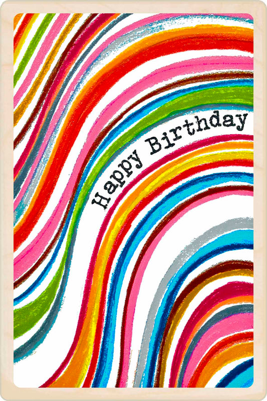 Birthday Card, design by Sarah Kelleher, printed on sustainable wood by The Wooden Postcard Company