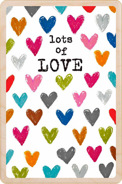 Love - Wooden Postcard to send love, support, or thoughtful wishes. Made in Suffolk from sustainable wood since 2012.