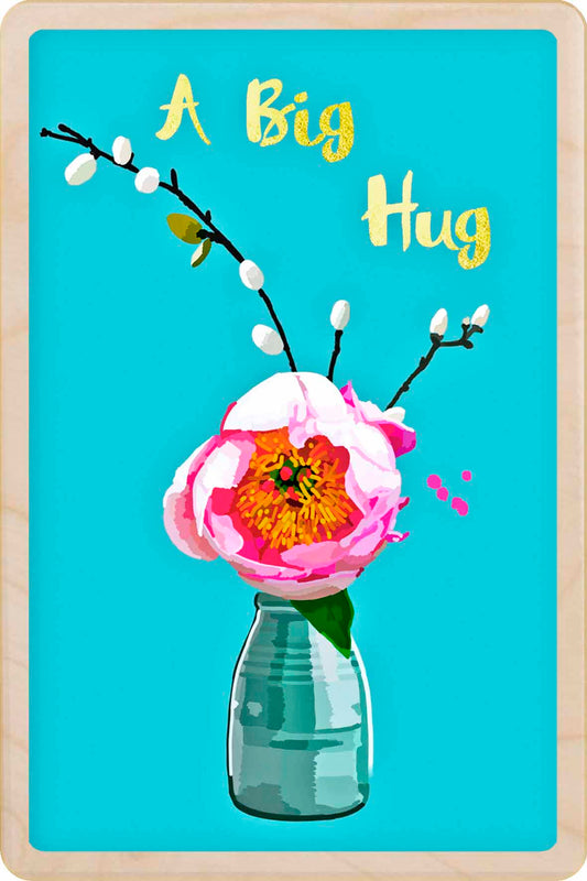 Big Hug - floral card to send love, support, or thoughtful wishes. Made in Suffolk from sustainable wood since 2012.
