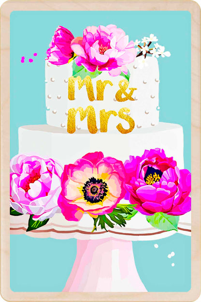 Wedding Card, design by Sarah Kelleher. Sustainable wood printed in Suffolk since 2012.
