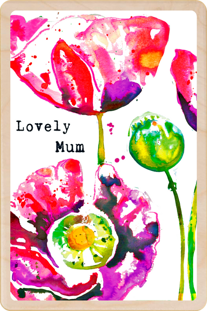 Mother's Day card - Lovely Mum - to send love. Made in Suffolk from sustainable wood since 2012.
