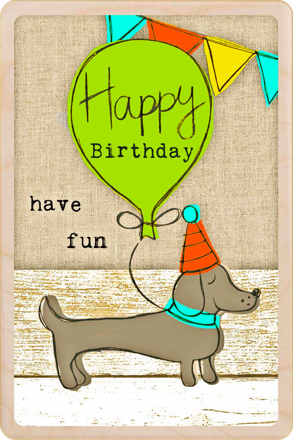 Birthday Card, Fun design by Sarah Kelleher, printed on sustainable wood by The Wooden Postcard Company