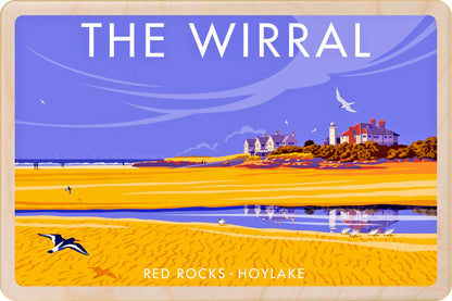 The Wirral, Merseyside - Original illustration by Stephen Millership, printed in Suffolk on sustainable wood. A durable and display-worthy postcard—ideal to send, gift or collect.