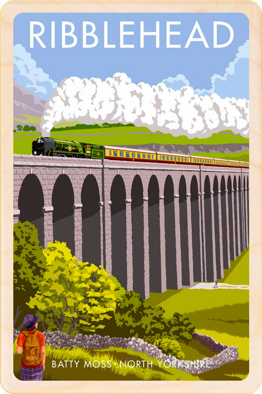 Ribblehead, Batty Moss, North Yorkshire - Wooden Postcard

Original illustration by Stephen Millership, printed in Suffolk on sustainable wood. A durable and display-worthy postcard—ideal to send, gift or collect.