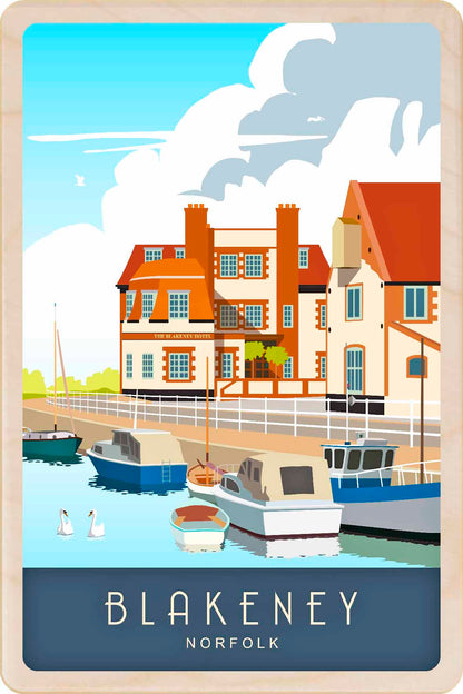 Blakeney, the Quay, North Norfolk - Wooden Postcard, lightweight, durable, and fully mailable, a unique gift and keepsake. The Wooden Postcard Company