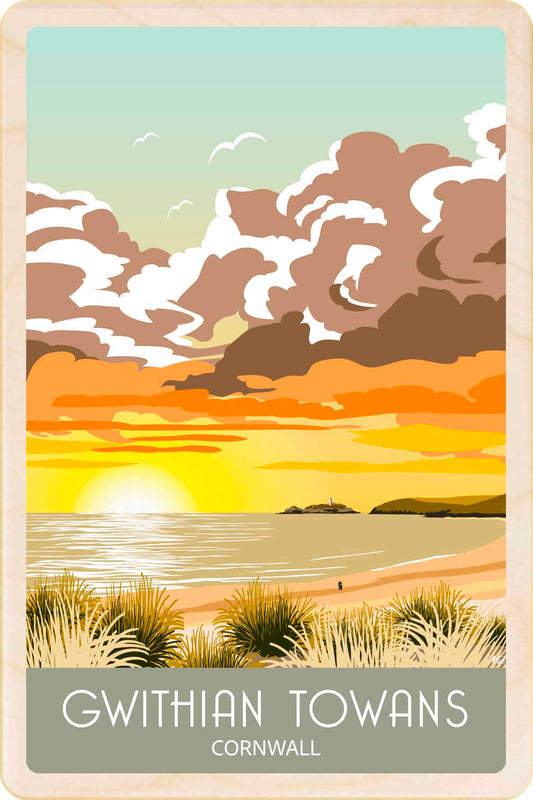Gwithian Towans - Wooden Postcard