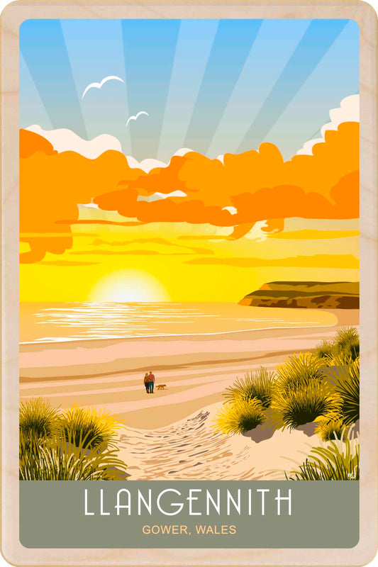 Llangennnith, Gower, Wales - Eco-friendly card - Wooden Postcard