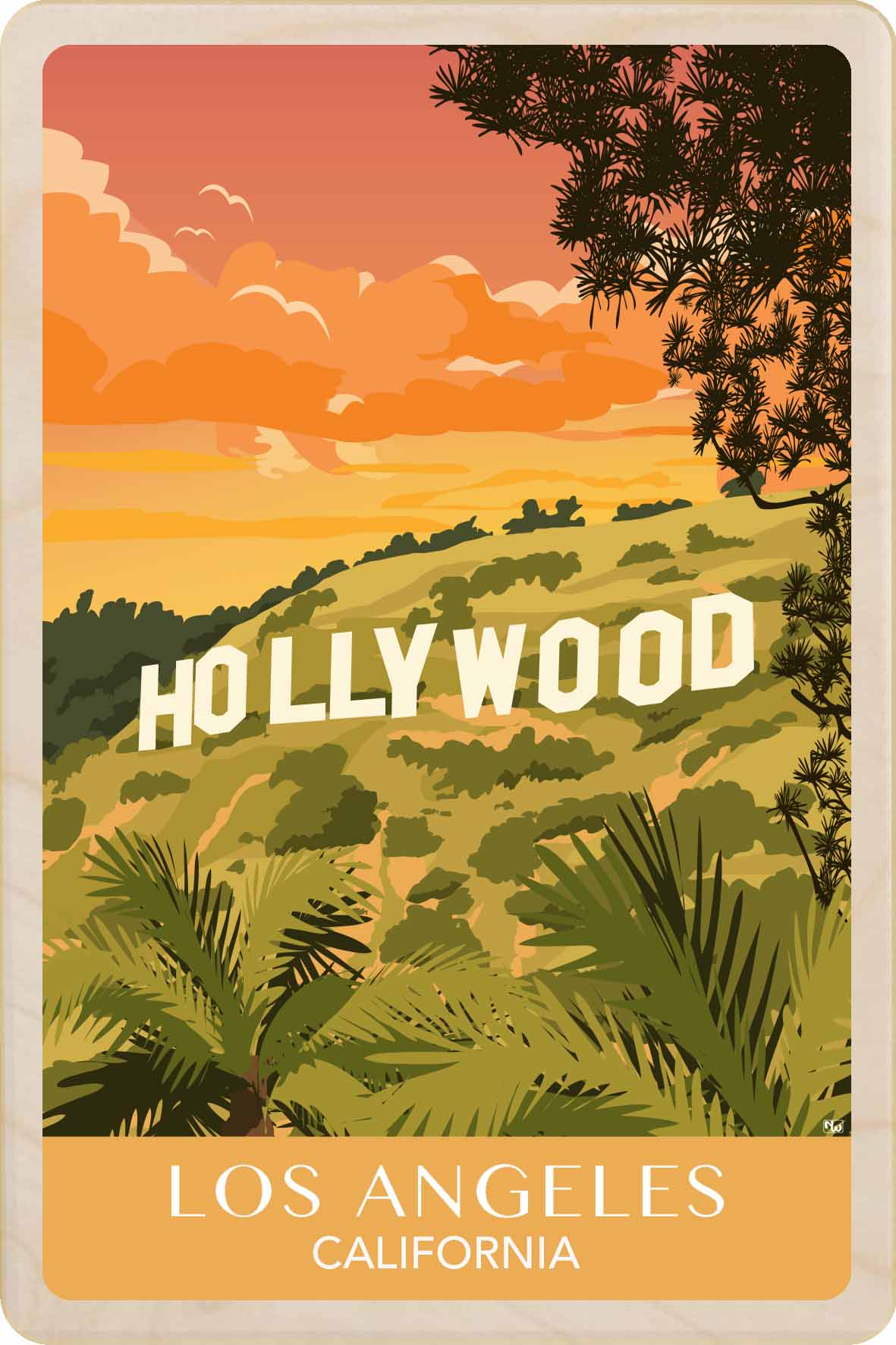 Hollywood, California – Eco-friendly Card - Wooden Postcard

Write on the back with any pen and post worldwide with a standard stamp. A smart, eco-friendly card and gift.