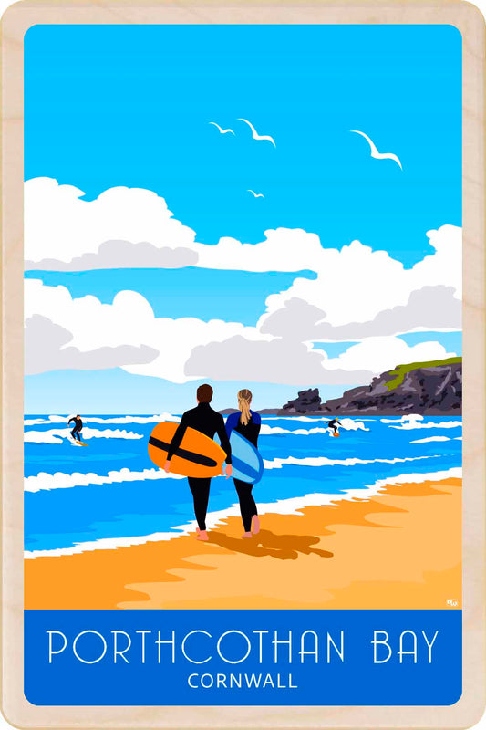 Porthcothan Bay, Cornwall - Wooden Postcard