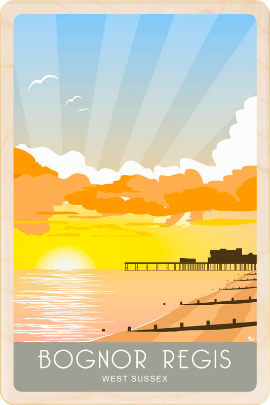 Bognor Regis - Wooden Postcard

Printed on sustainably sourced wood, measuring 10×15 cm, lightweight, durable, and fully mailable, this wooden postcard is ideal as a unique gift, keepsake, or souvenir. Sunny beach scene with a pier and 'Bognor Regis, West Sussex' text.