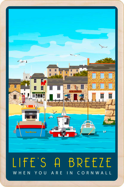 Life's a Breeze in Cornwall - Wooden Postcard