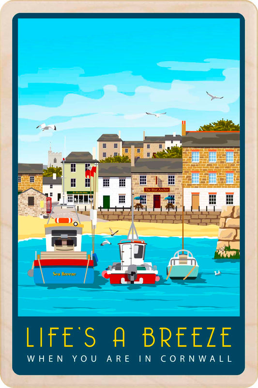 Life's a Breeze in Cornwall - Wooden Postcard