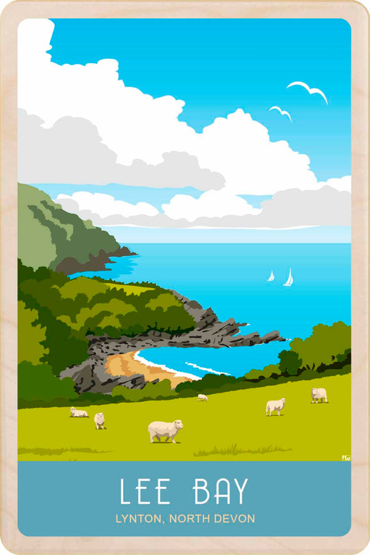 Lee Bay, Lynton, Devon - Wooden Postcard