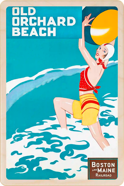 Old Orchard Beach, Maine Travel Art Wooden Postcard to send, gift, and keep. The Wooden Postcard Company