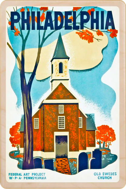 Philadelphia, Pennsylvania Travel Art Wooden Postcard to send, gift, and keep. The Wooden Postcard