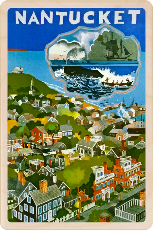 Nantucket Travel Art Wooden Postcard to send, gift, and keep.