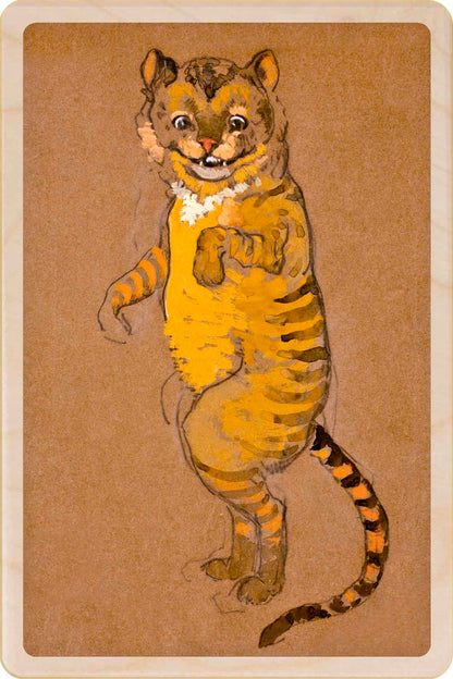 The Cheshire Cat (1915)- Wooden Postcard. Costume design by William Penhallow Henderson, printed on sustainable wood.