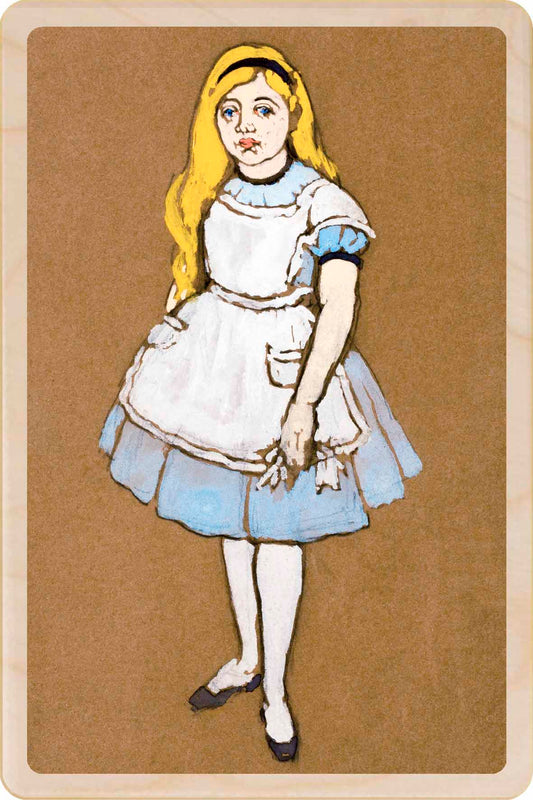 Alice (1915)- Wooden Postcard. Costume design by William Penhallow Henderson, printed on sustainable wood.