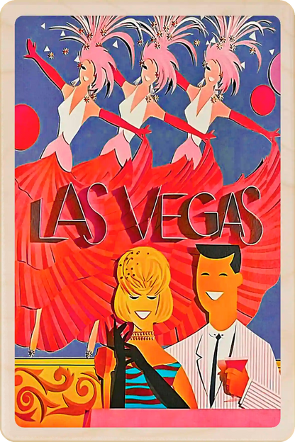 Las Vegas, Nevada Travel Art Wooden Postcard to send, gift, and keep. The Wooden postcard Company