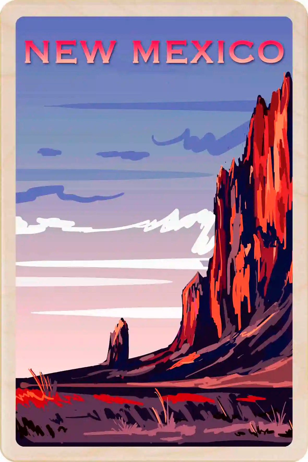 New Mexico Travel Art Wooden Postcard to send, gift, and keep. The Wooden Postcard Company