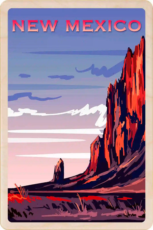 New Mexico Travel Art Wooden Postcard to send, gift, and keep. The Wooden Postcard Company