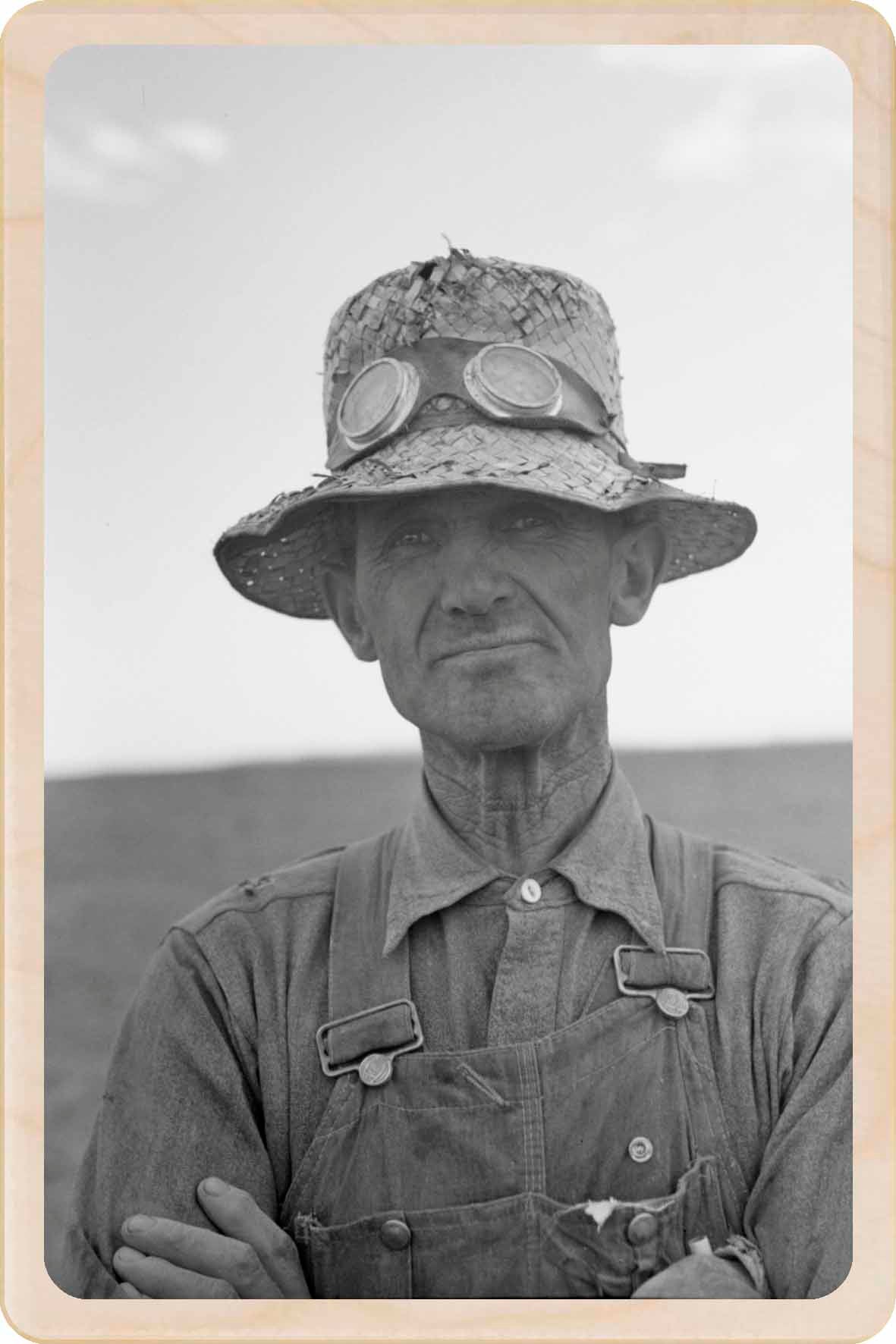 Black and white photo of a Utah Farmer during the Great Depression. Utah Farmer - Original photography by Russel Lee - Eco-friendly Card -Wooden Postcard

Write on the back with any pen and post worldwide with a standard stamp. A smart, eco-friendly card and gift.