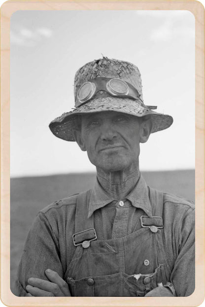 Black and white photo of a Utah Farmer during the Great Depression. Utah Farmer - Original photography by Russel Lee - Eco-friendly Card -Wooden Postcard

Write on the back with any pen and post worldwide with a standard stamp. A smart, eco-friendly card and gift.