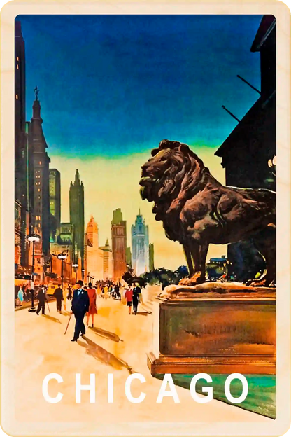 Chicago, Illinois Travel Art Wooden Postcard to send, gift, and keep. The Woden Postcard Company