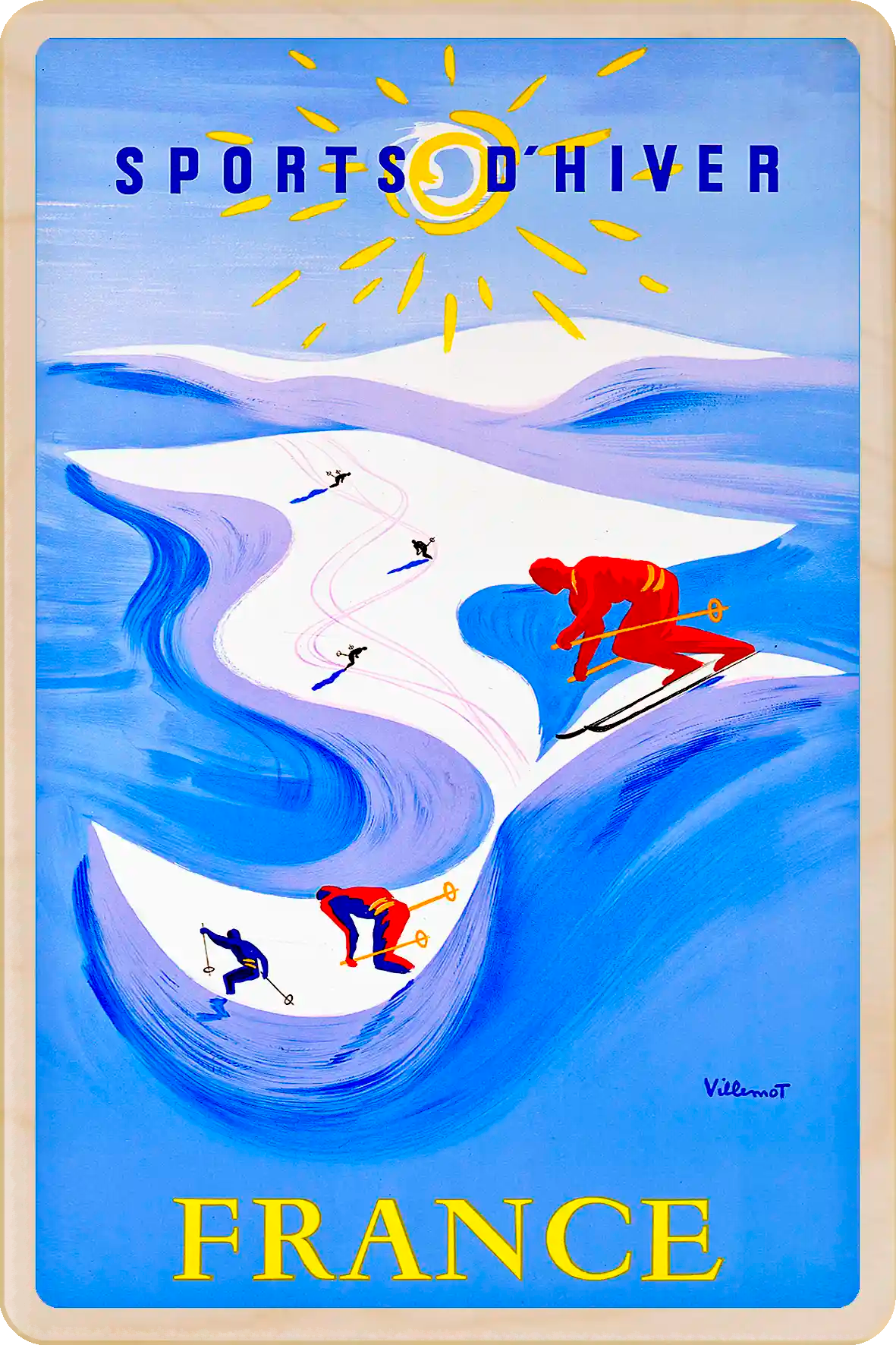 France, Sports d'Hiver - Wooden postcard to send and to keep.

Write with a biro, post with a 1st or 2nd class stamp.
You can send this wooden card&nbsp;anywhere in the world.

Sustainable wood.
Size: 15cm by 10cm (5.9" by 3.9"). Weight: 21g.
Made in Suffolk.
Recyclable product &amp; packaging.
For every order we plant a tree with Ecologi.