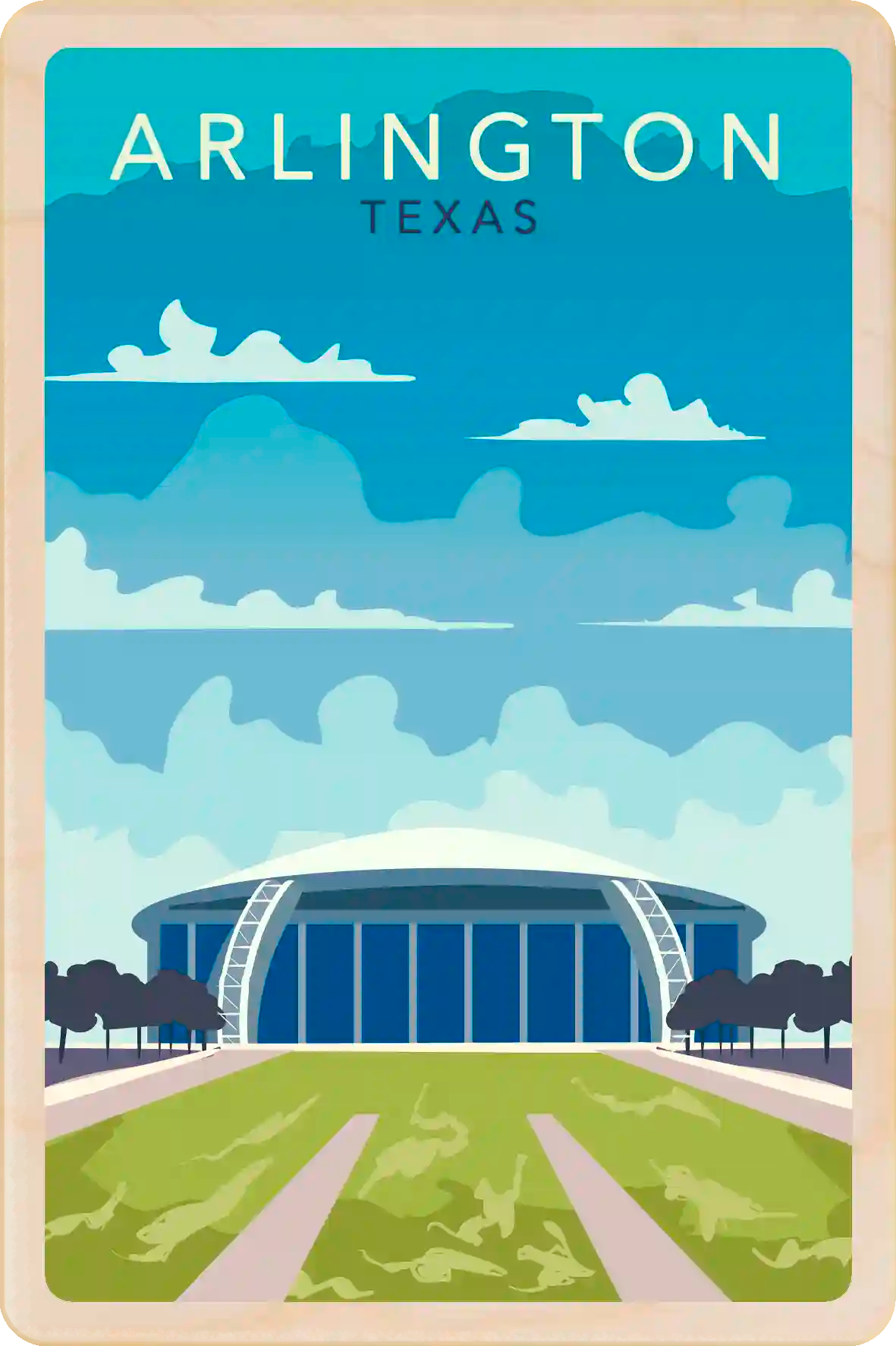 Houston, Texas Travel Art Wooden Postcard to send, gift, and keep. The Wooden Postcard Company