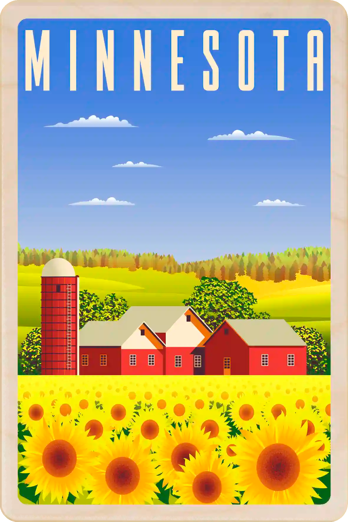 Minnesota Travel Art Wooden Postcard to send, gift, and keep. The Wooden Postcard Company