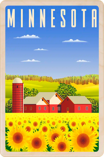 Minnesota Travel Art Wooden Postcard to send, gift, and keep. The Wooden Postcard Company