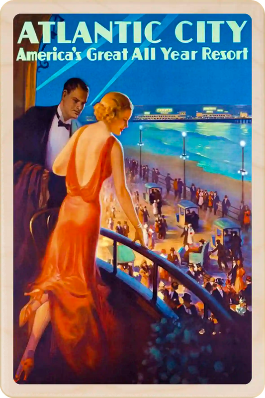 Atlantic City, New Jersey Travel Art Wooden Postcard to send, gift, and keep. The Wooden Postcard Company