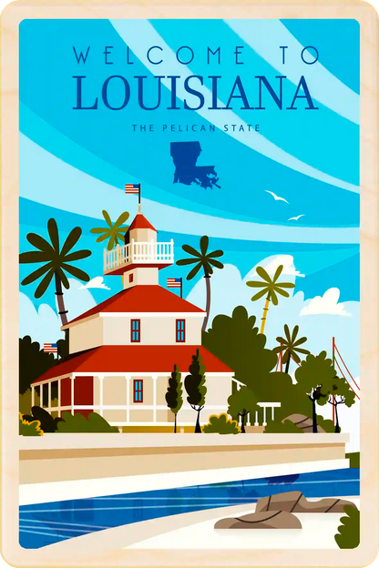New Orleans, Louisiana Travel Art Wooden Postcard to send, gift, and keep. The Wooden Postcard Company