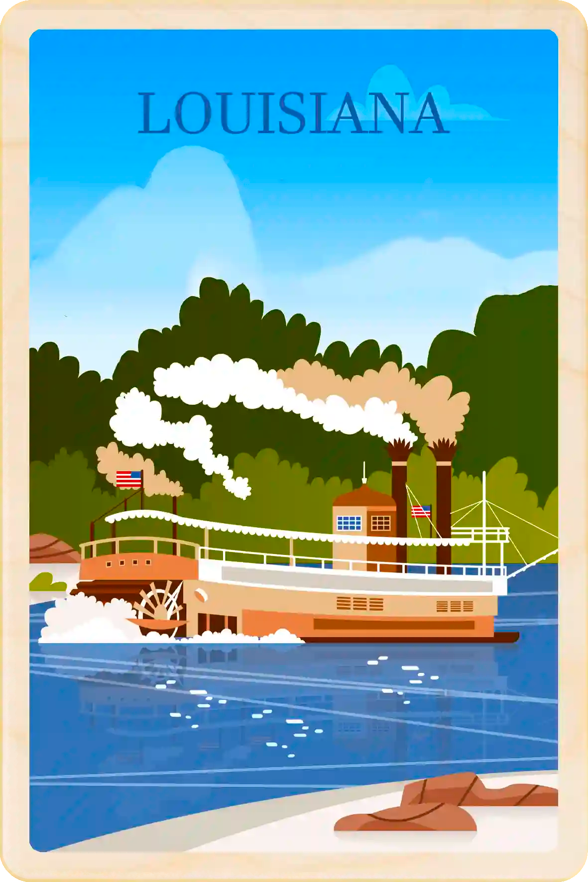 New Orleans, Louisiana Travel Art Wooden Postcard to send, gift, and keep. The Wooden Postcard Company