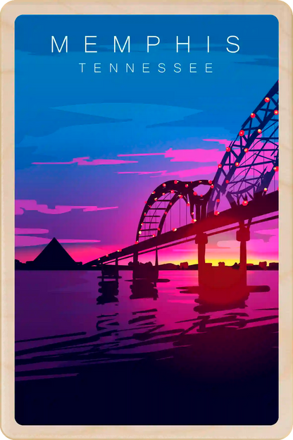 Memphis, Tennessee Travel Art Wooden Postcard to send, gift, and keep. The Wooden Postcard Company
