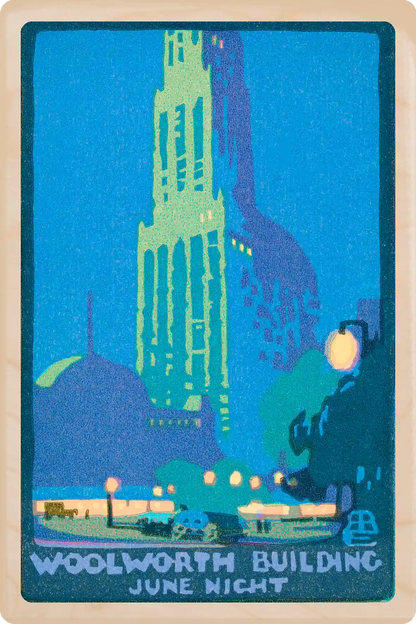 Woolworth Building, New York City Travel Art Wooden Postcard to send, gift, and keep. The Wooden Postcard Company