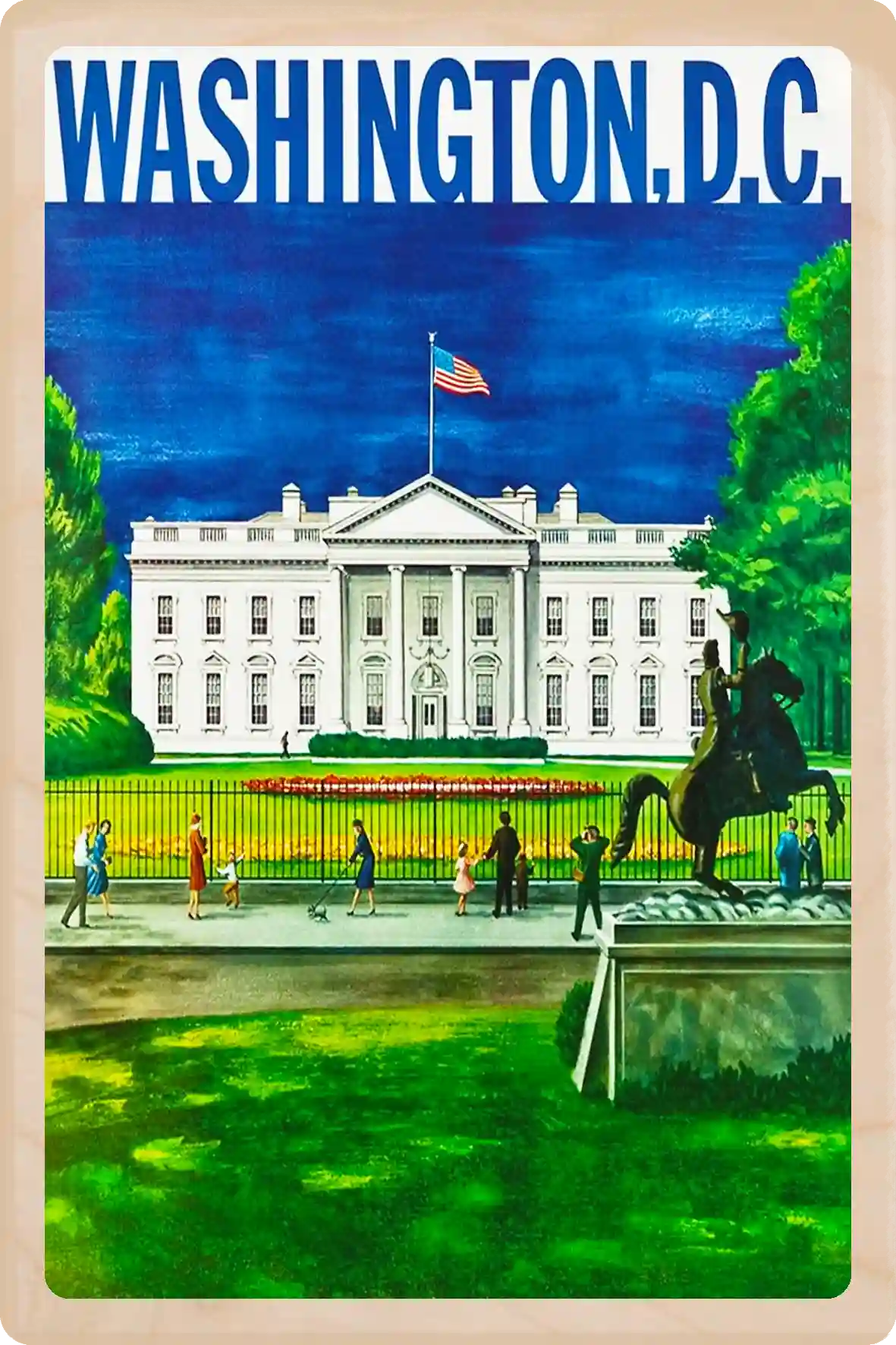 Washington DC Travel Art Wooden Postcard to send, gift, and keep. The Wooden Postcard Company