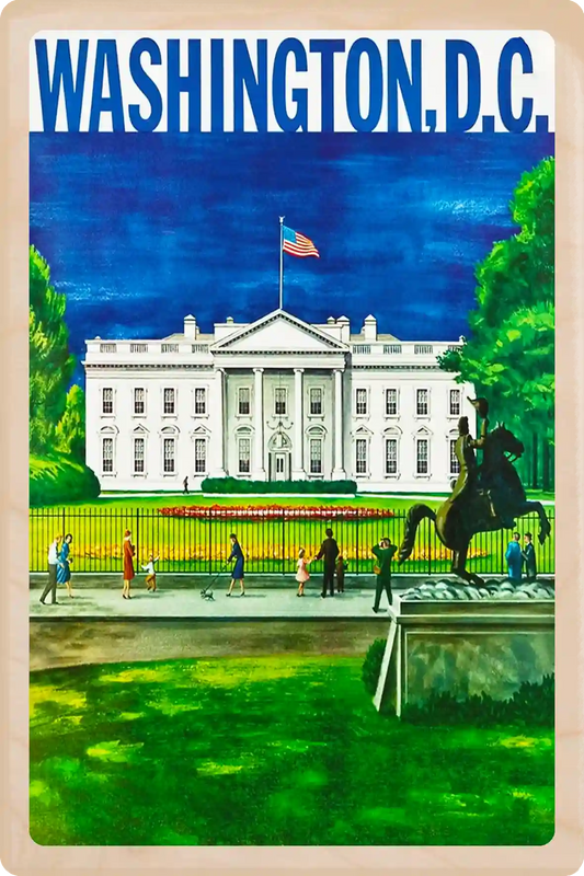 Washington DC Travel Art Wooden Postcard to send, gift, and keep. The Wooden Postcard Company