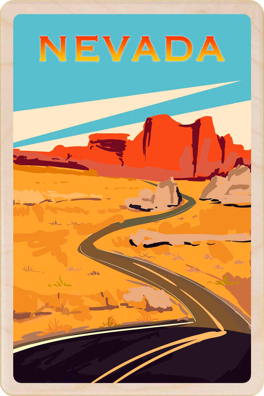 Desert landscape with a winding road and mountains. Nevada – Eco-friendly Card - Wooden Postcard

Write on the back with any pen and post worldwide with a standard stamp. A smart, eco-friendly card and gift.